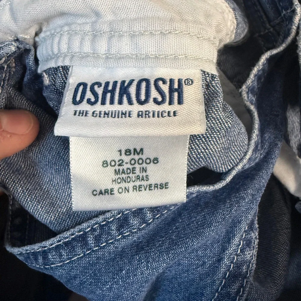 Vintage 90s Oshkosh Bgosh Girl Dark Denim Overalls 18 months cottagecore Vestbak